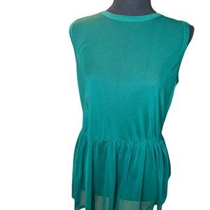 One Clothing LA | Forest Green Sleeveless Sheer Top